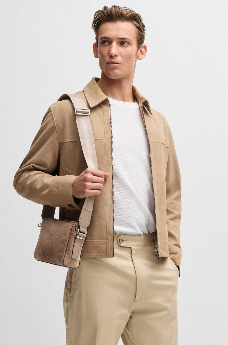 Hugo Boss Bolso Bandolera De Ante Con Logo Grabado