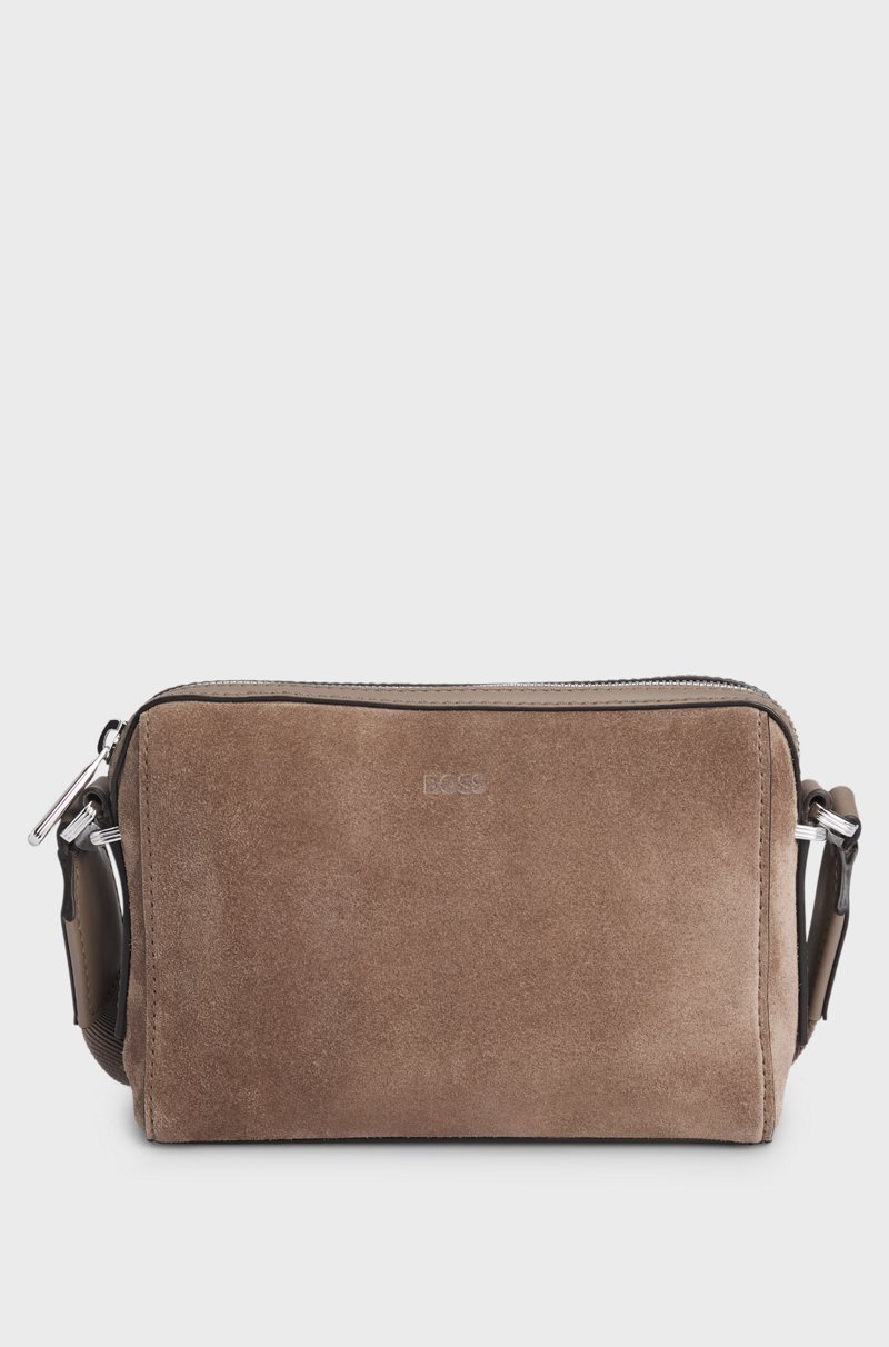 Hugo Boss Bolso bandolera de ante con logo grabado