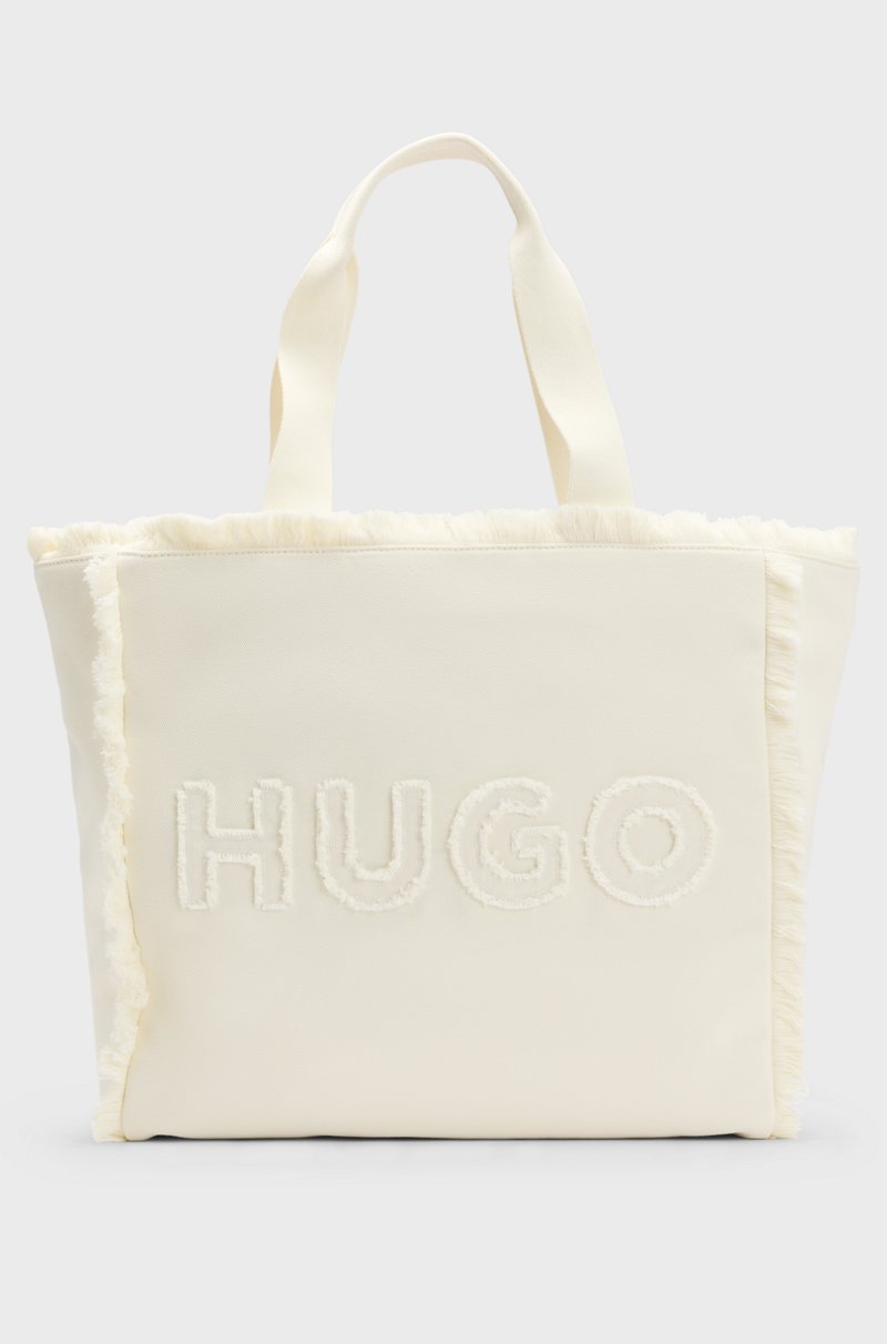 Hugo Boss Bolso tote de lona con ribetes de flecos