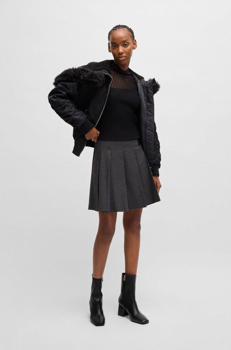 Hugo Boss Botines De Cuero Con Tacón De Bloque