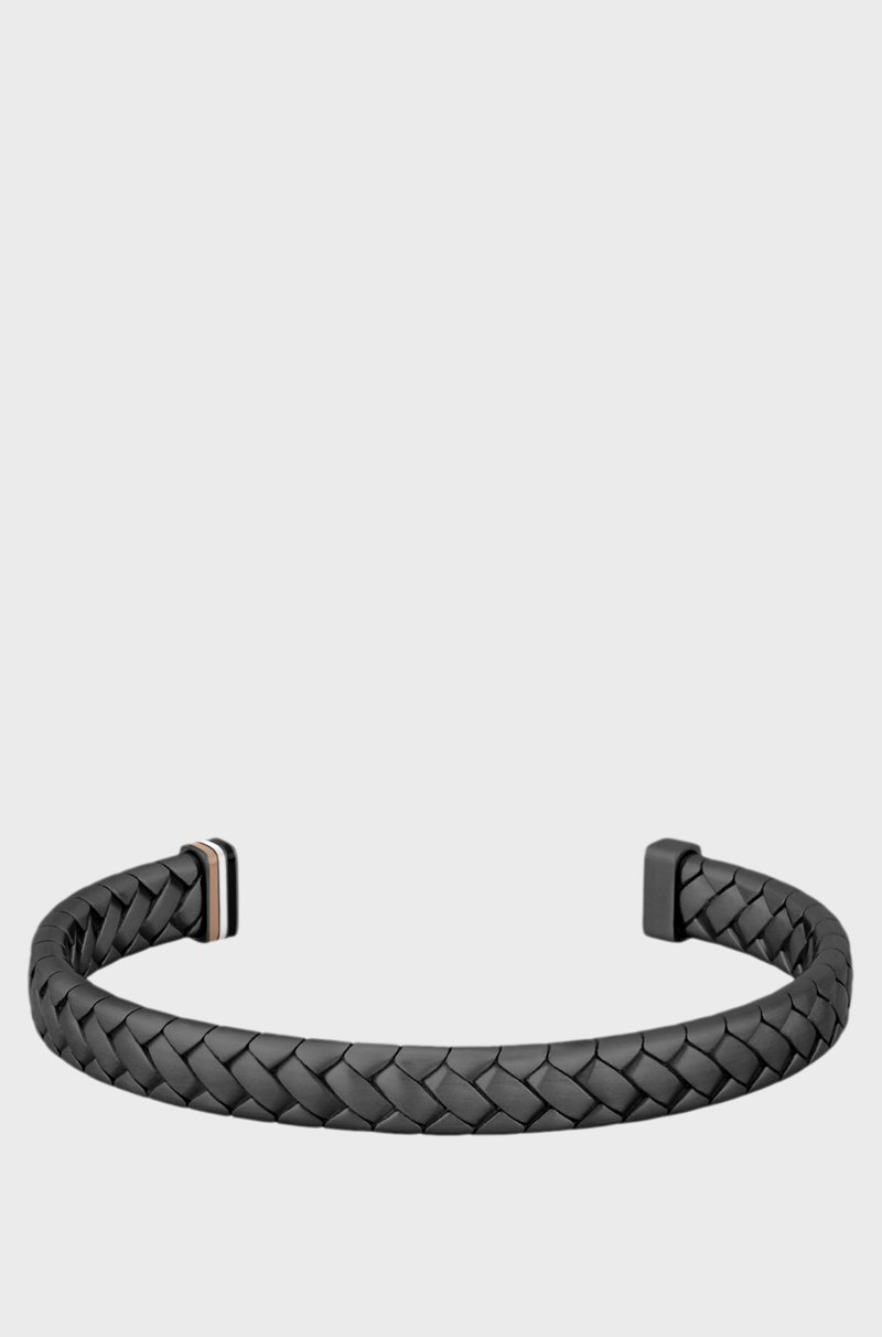 Hugo Boss Brazalete negro con diseño en espiga