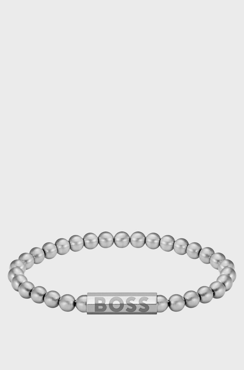 Hugo Boss Brazalete Plateado Con Logo En El Cierre