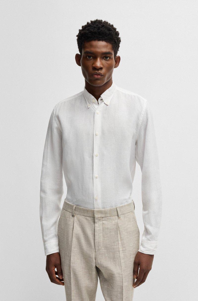 Hugo Boss Camisa abotonada regular fit de lino