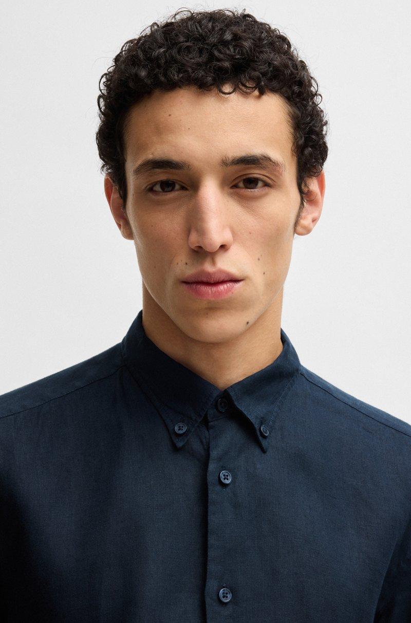 Hugo Boss Camisa Abotonada Regular Fit De Lino