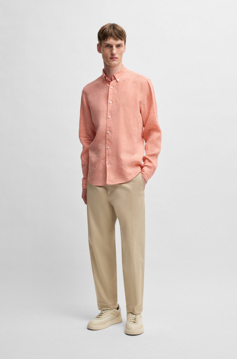 Hugo Boss Camisa Abotonada Regular Fit De Lino