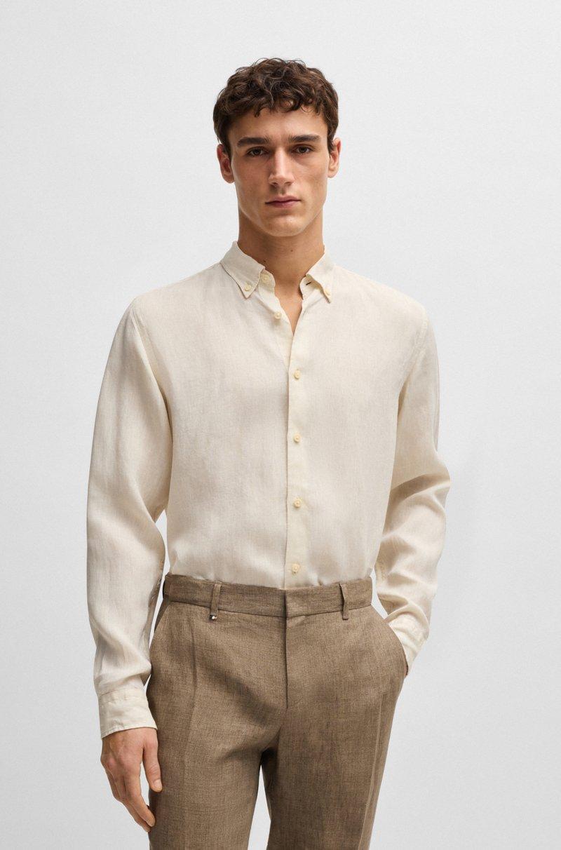 Hugo Boss Camisa Abotonada Regular Fit De Lino