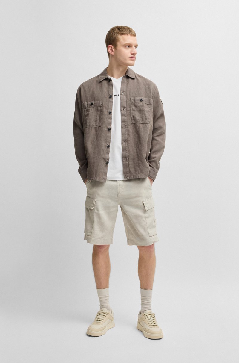 Hugo Boss Camisa Oversize Fit De Lino