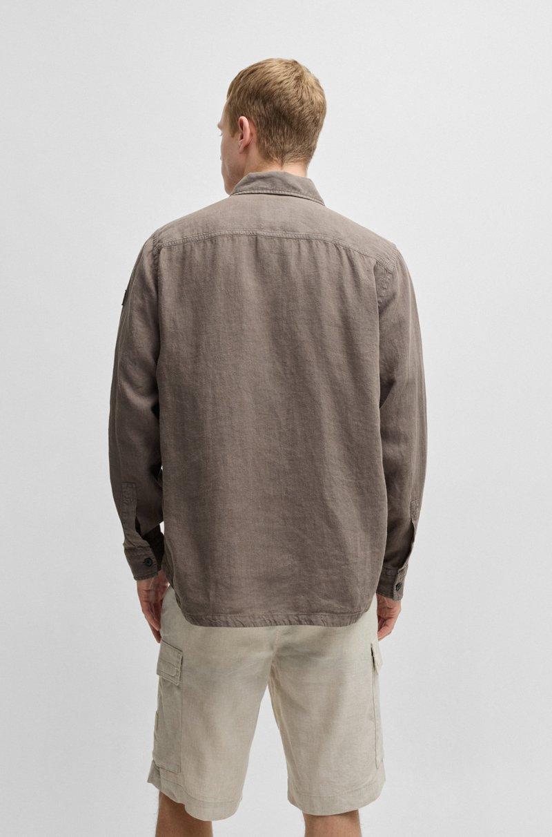 Hugo Boss Camisa Oversize Fit De Lino