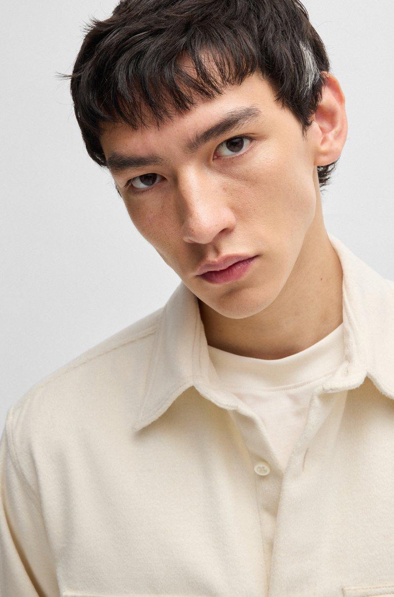Hugo Boss Camisa Oversize Fit En Franela Cepillada