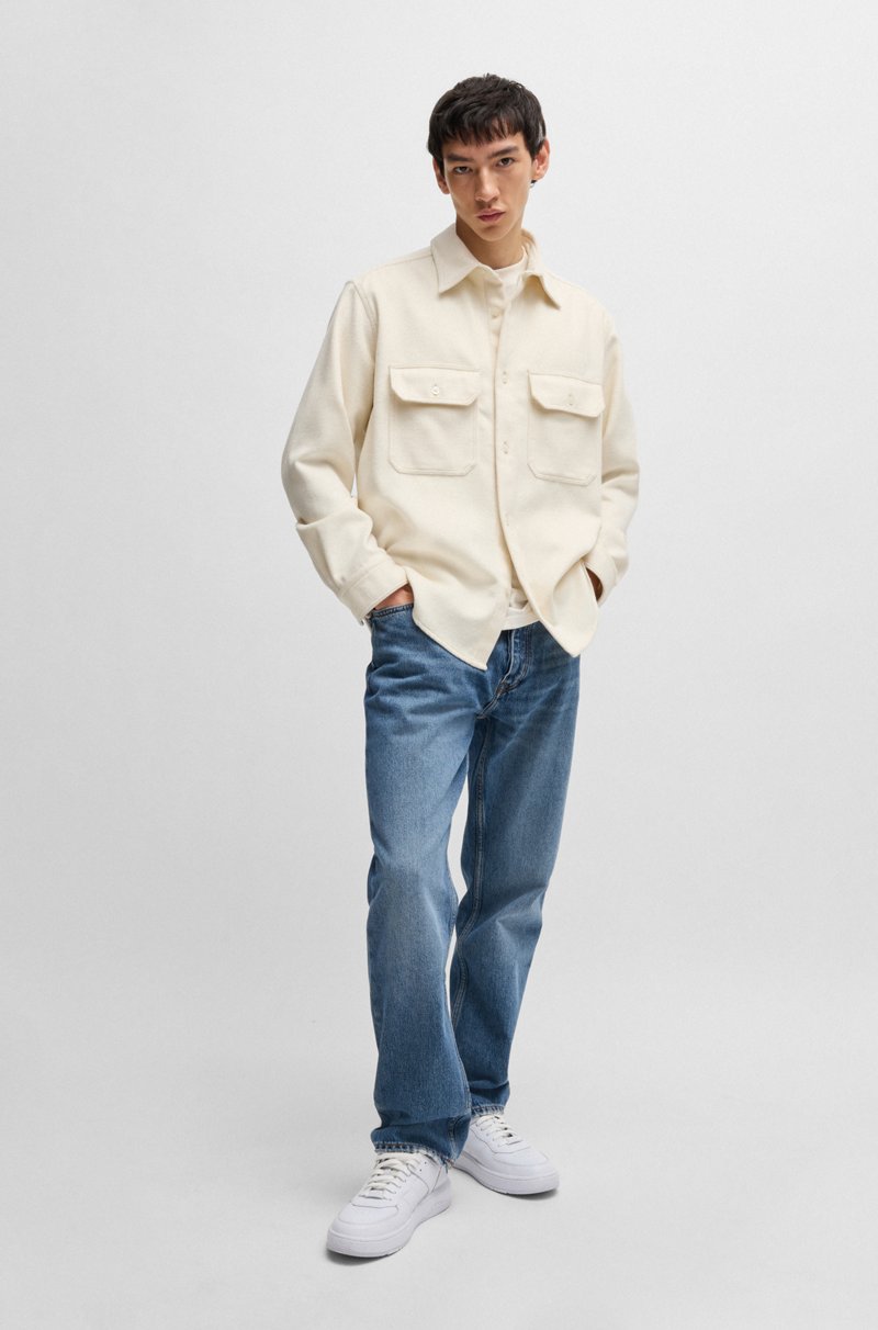 Hugo Boss Camisa Oversize Fit En Franela Cepillada