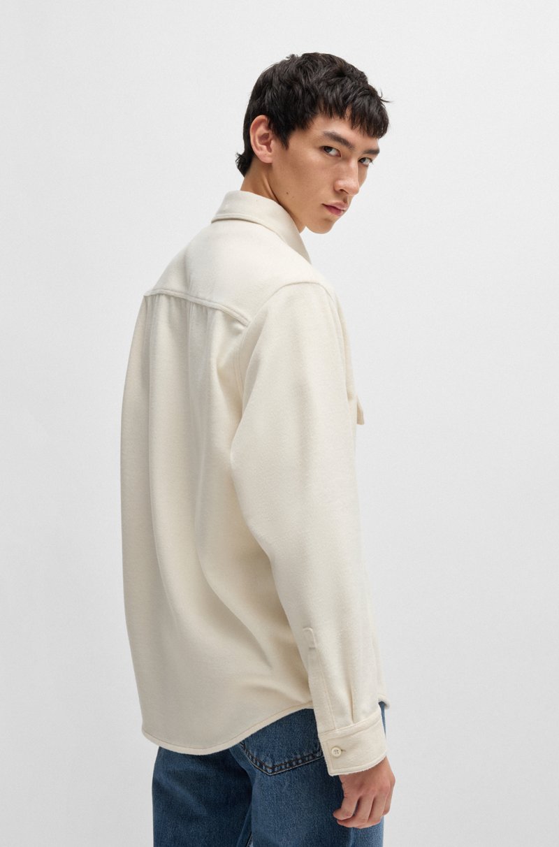 Hugo Boss Camisa Oversize Fit En Franela Cepillada