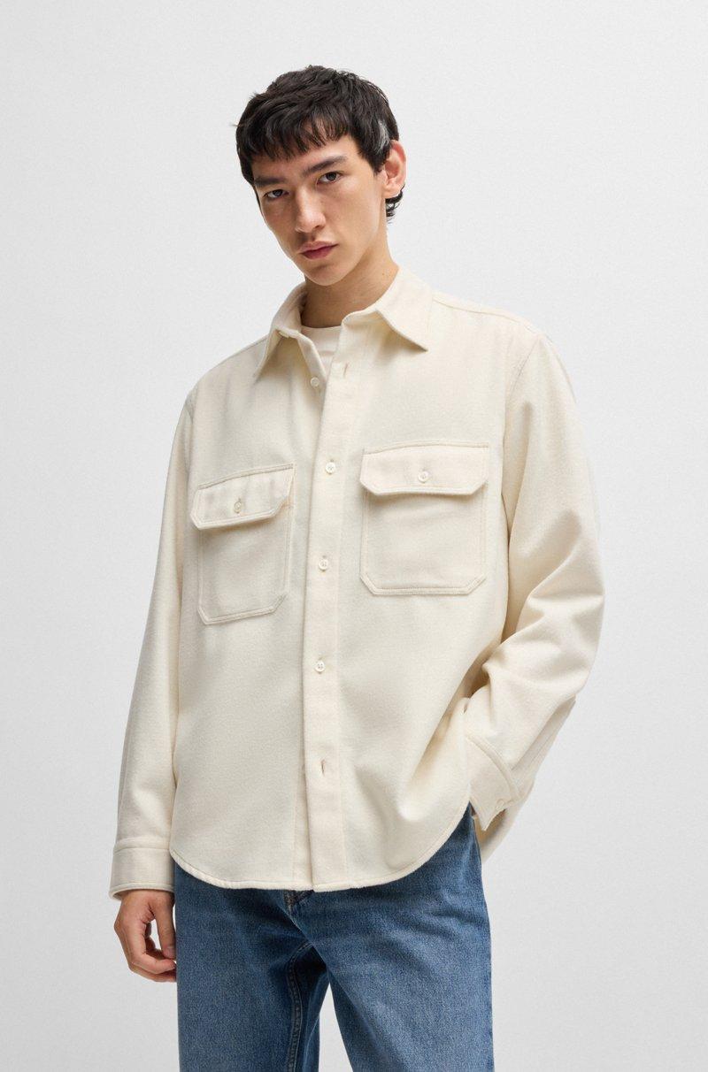 Hugo Boss Camisa oversize fit en franela cepillada