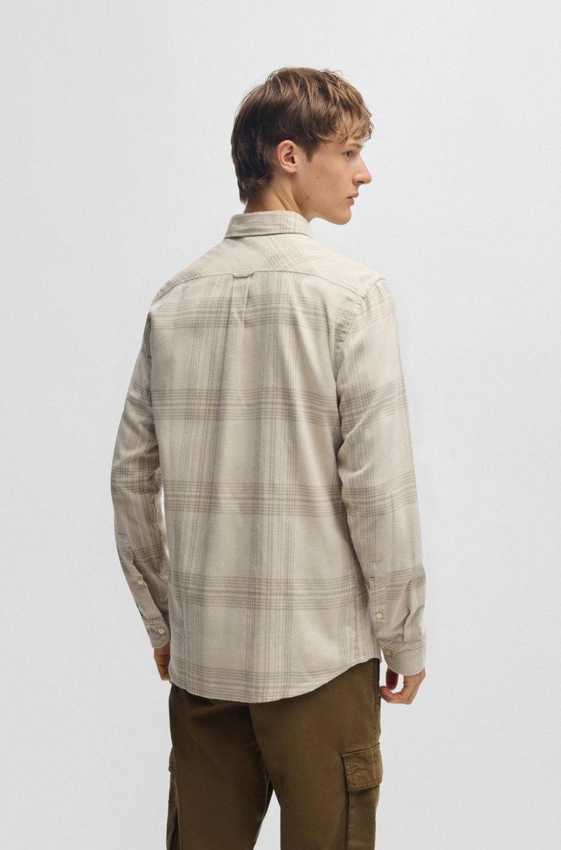 Hugo Boss Camisa Regular Fit De Franela De Algodón