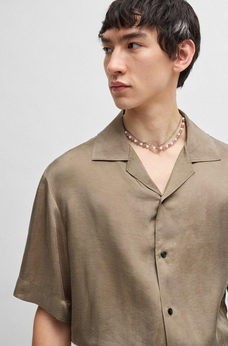 Hugo Boss Camisa Relaxed Fit De Sarga Brillante