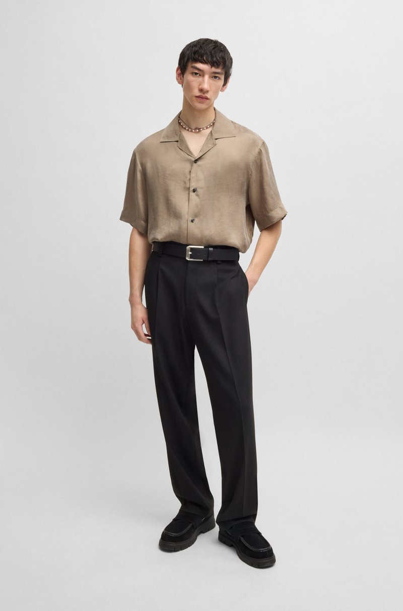Hugo Boss Camisa Relaxed Fit De Sarga Brillante