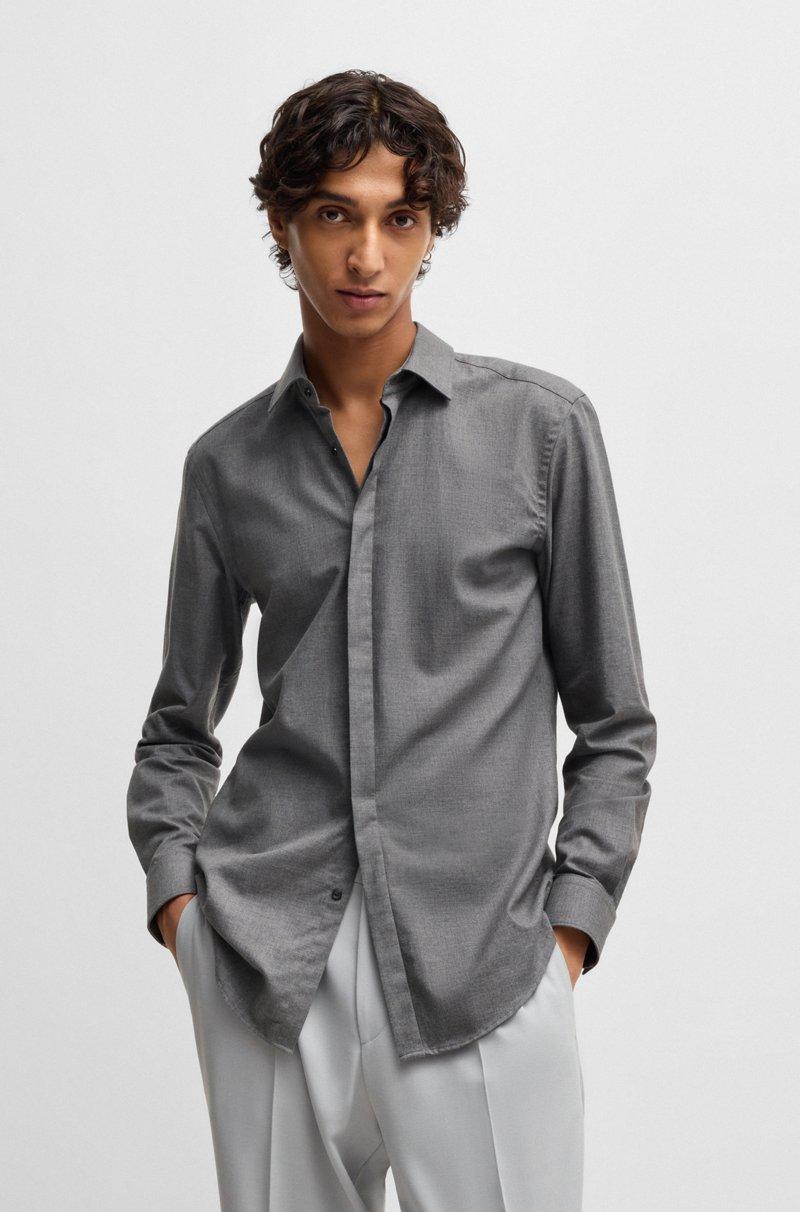 Hugo Boss Camisa slim fit de algodón jaspeado