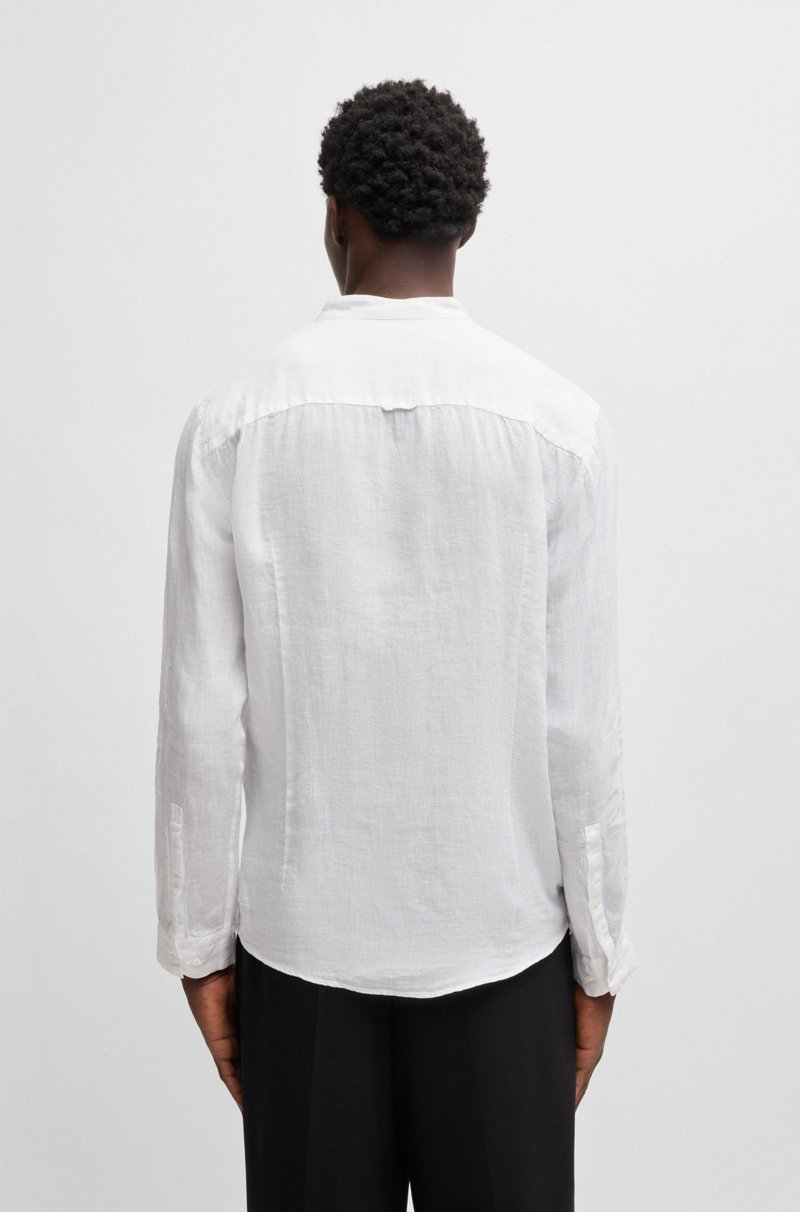 Hugo Boss Camisa Slim Fit De Lino Con Cuello Mao