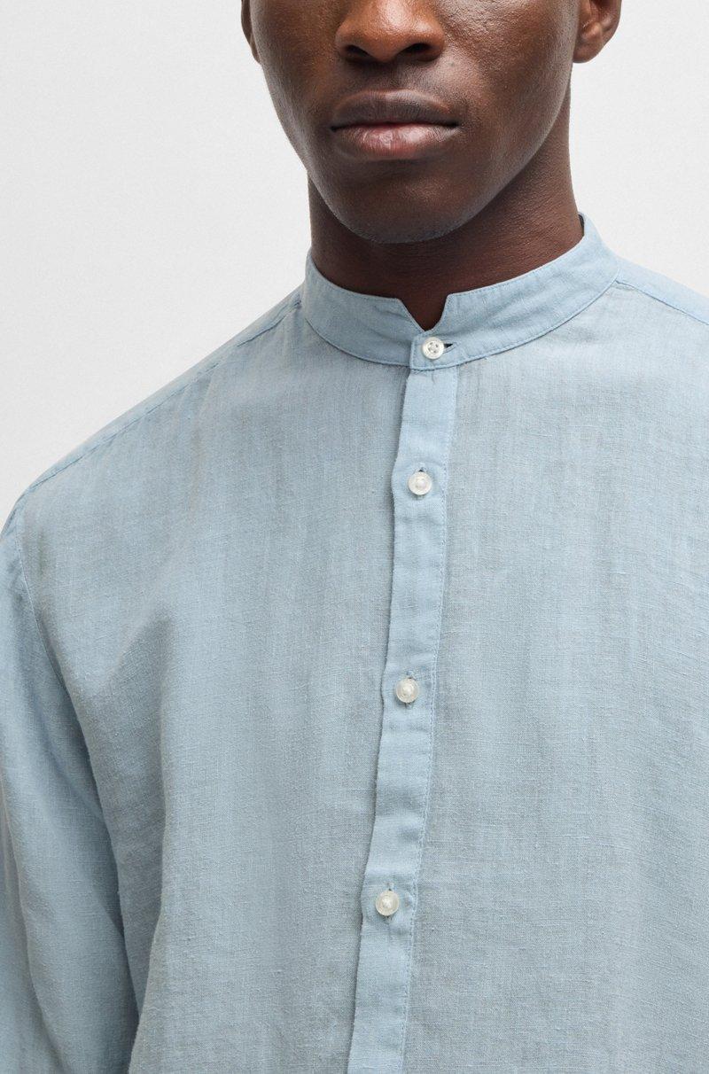 Hugo Boss Camisa Slim Fit De Lino Con Cuello Mao