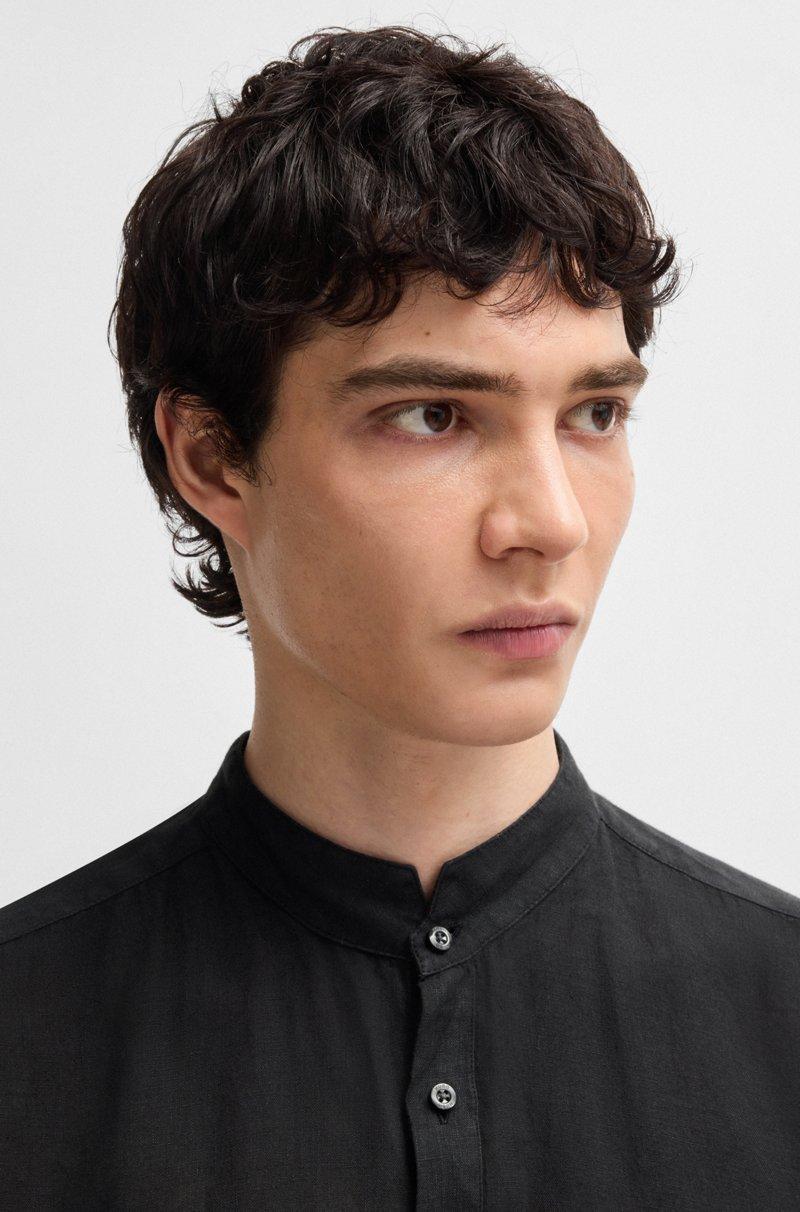 Hugo Boss Camisa Slim Fit De Lino Con Cuello Mao