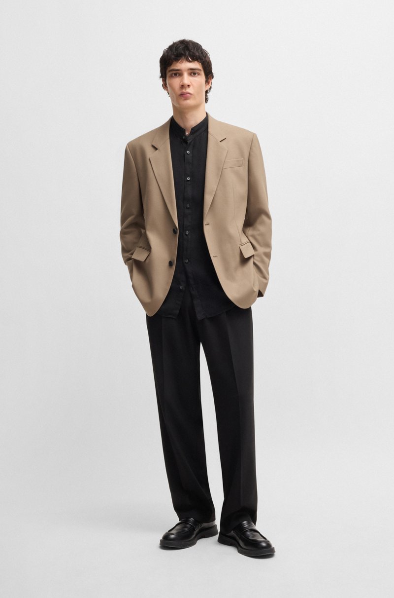 Hugo Boss Camisa Slim Fit De Lino Con Cuello Mao