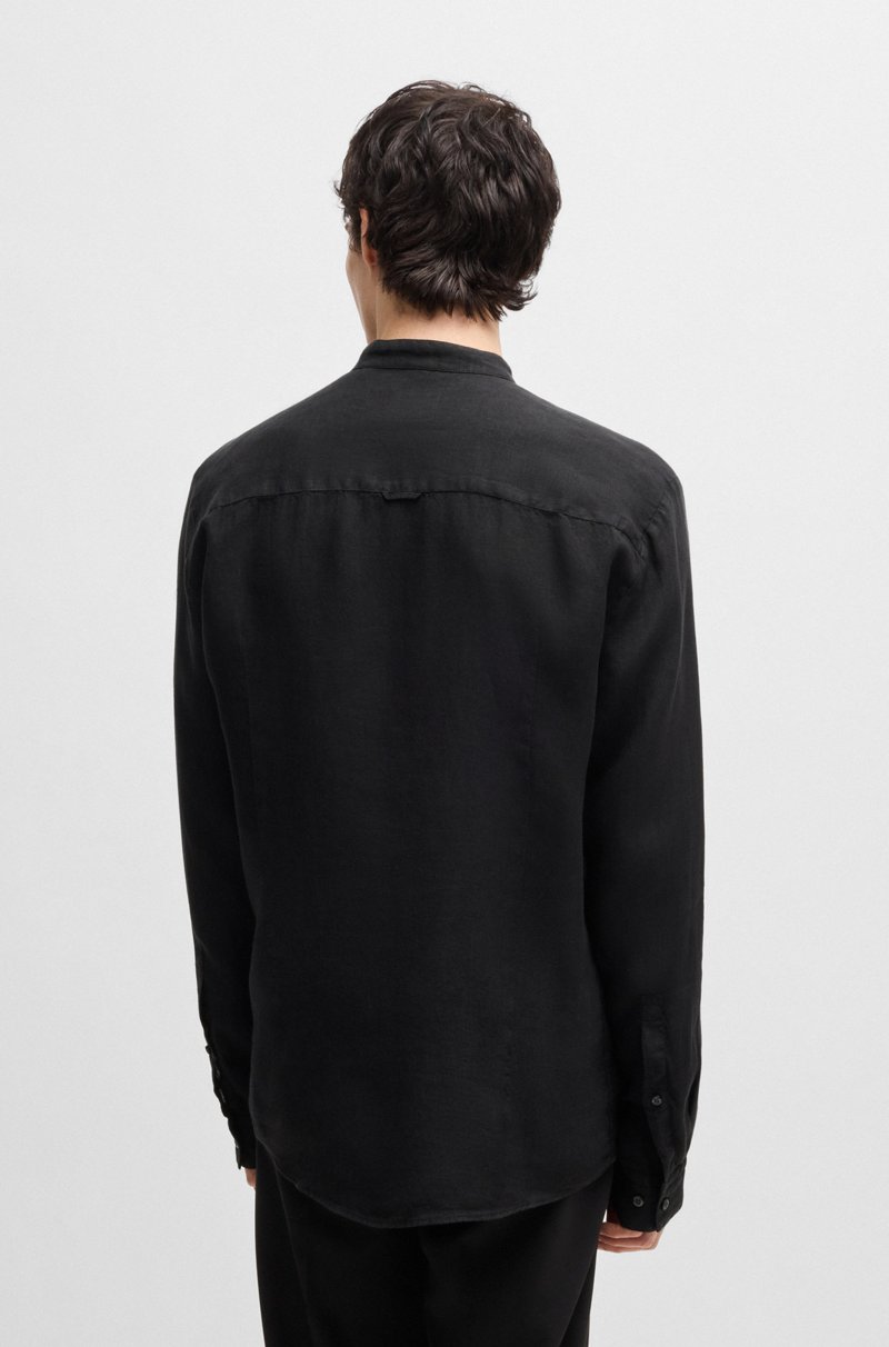 Hugo Boss Camisa Slim Fit De Lino Con Cuello Mao