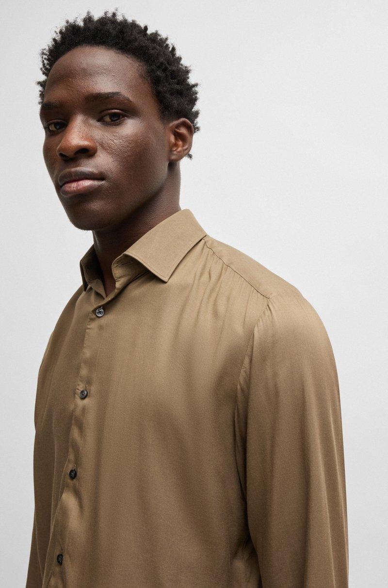 Hugo Boss Camisa Slim Fit De Raso Suave