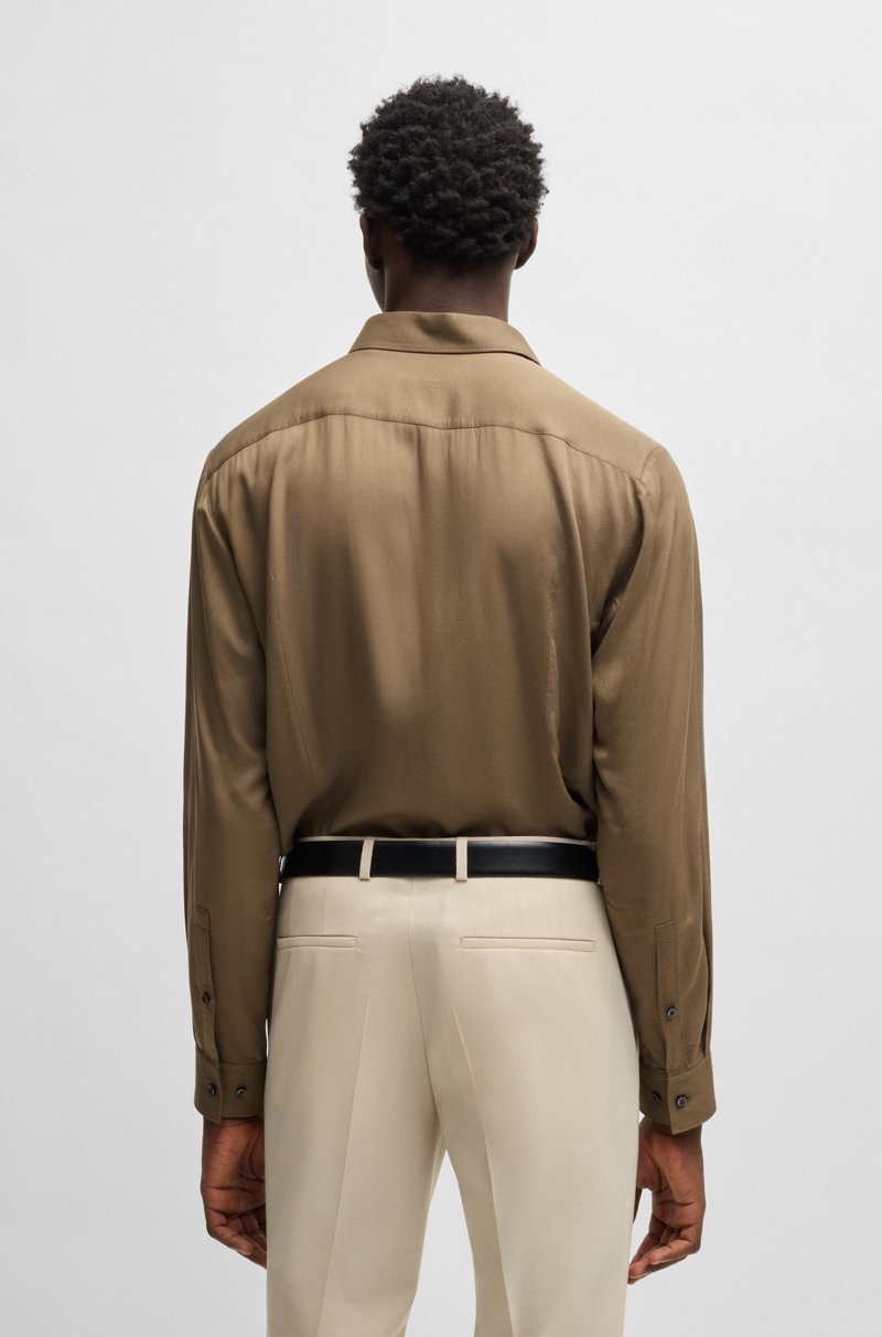 Hugo Boss Camisa Slim Fit De Raso Suave