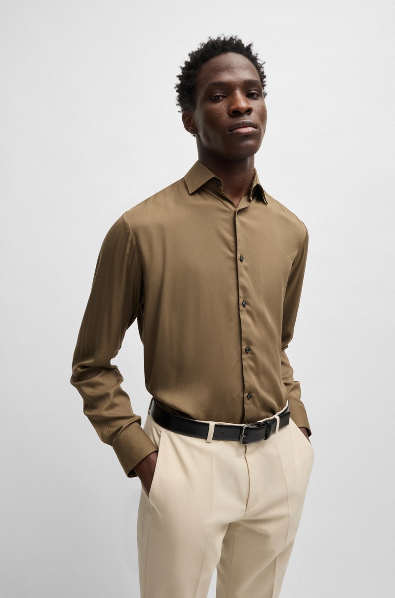 Hugo Boss Camisa slim fit de raso suave