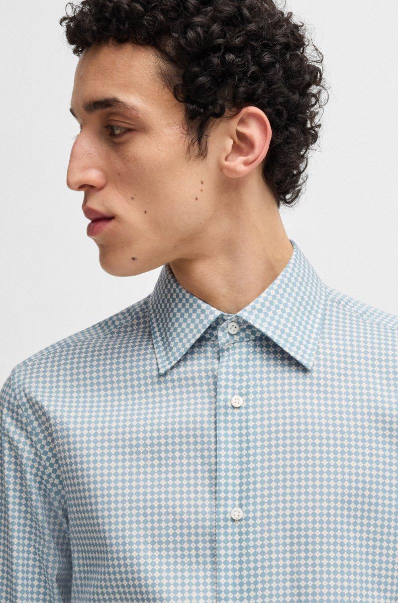 Hugo Boss Camisa Slim Fit En Algodón Estampado