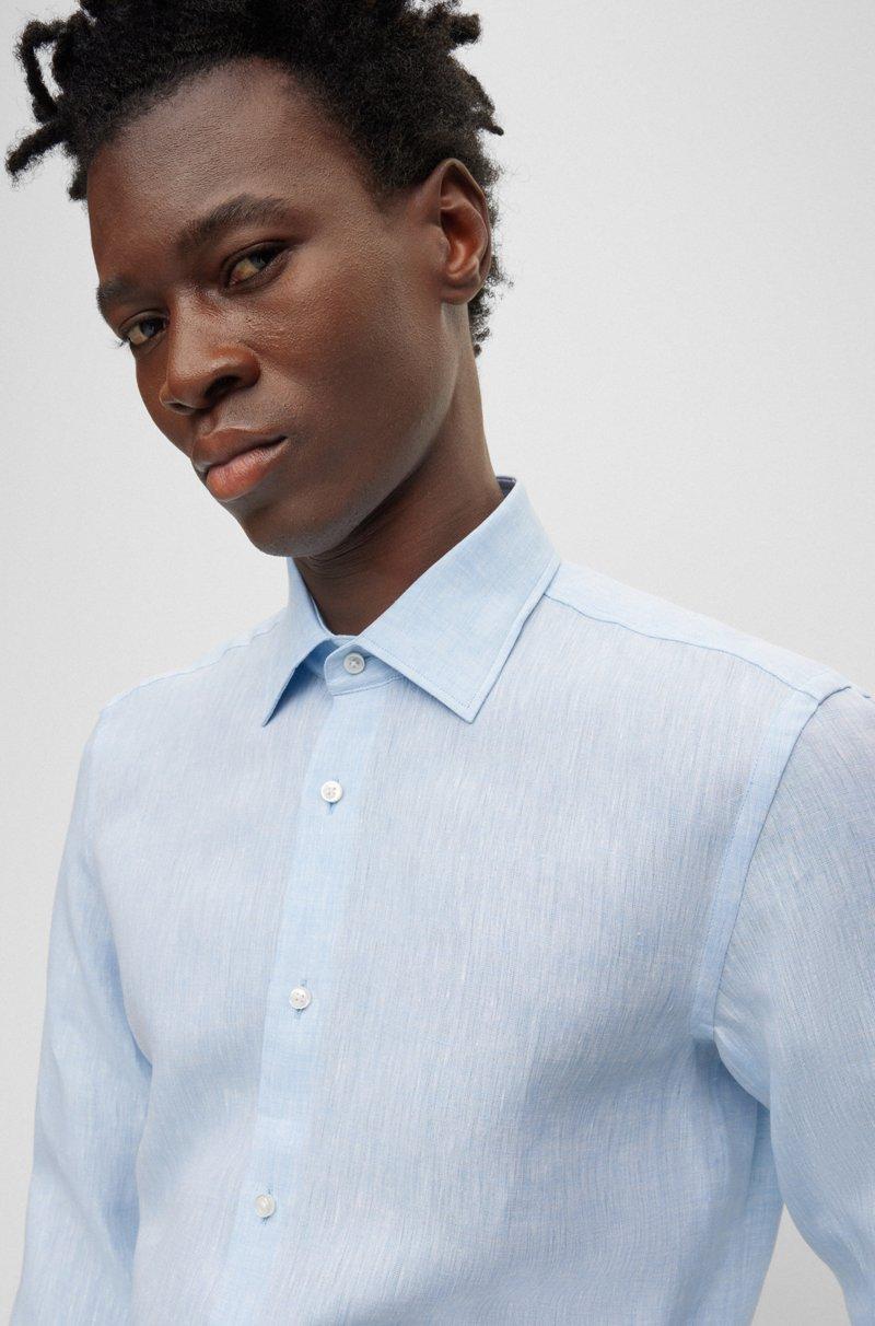 Hugo Boss Camisa Slim Fit En Lino Italiano