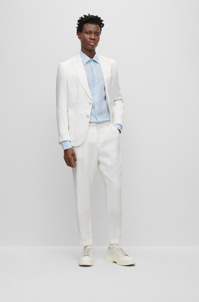 Hugo Boss Camisa Slim Fit En Lino Italiano