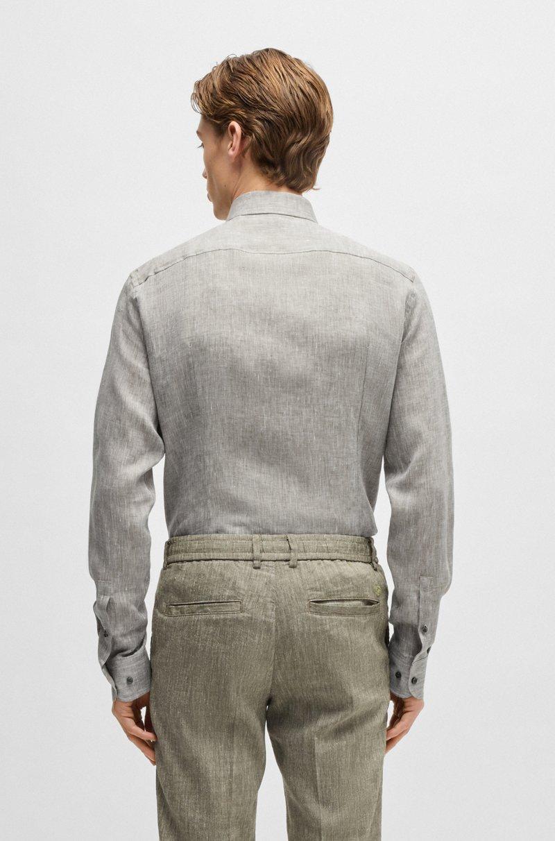 Hugo Boss Camisa Slim Fit En Lino Italiano