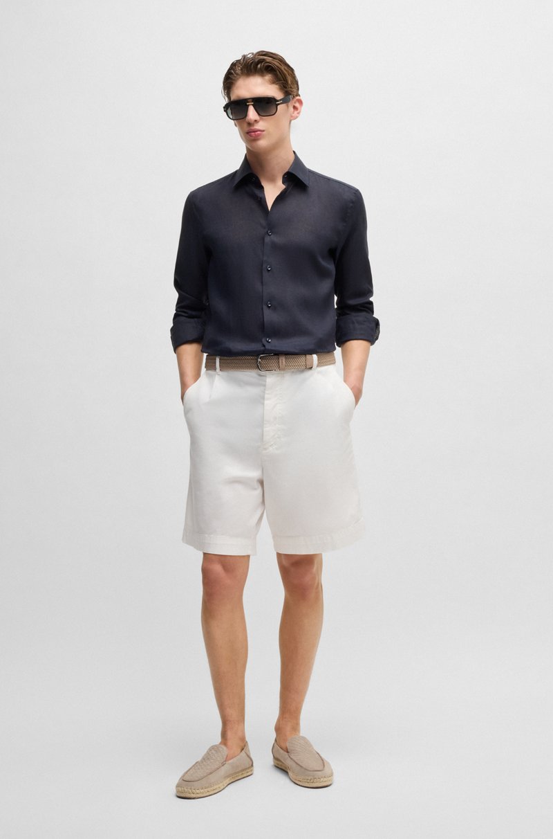 Hugo Boss Camisa Slim Fit En Lino Italiano