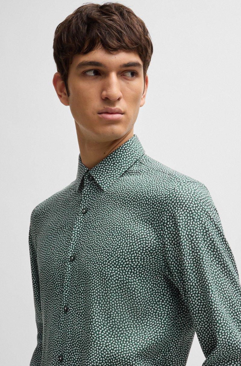 Hugo Boss Camisa Slim Fit En Popelín Estampado