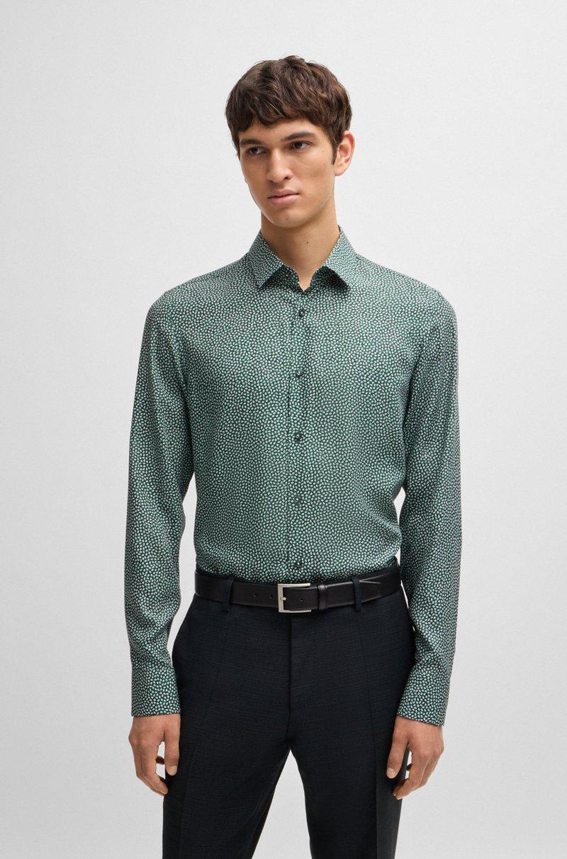 Hugo Boss Camisa slim fit en popelín estampado