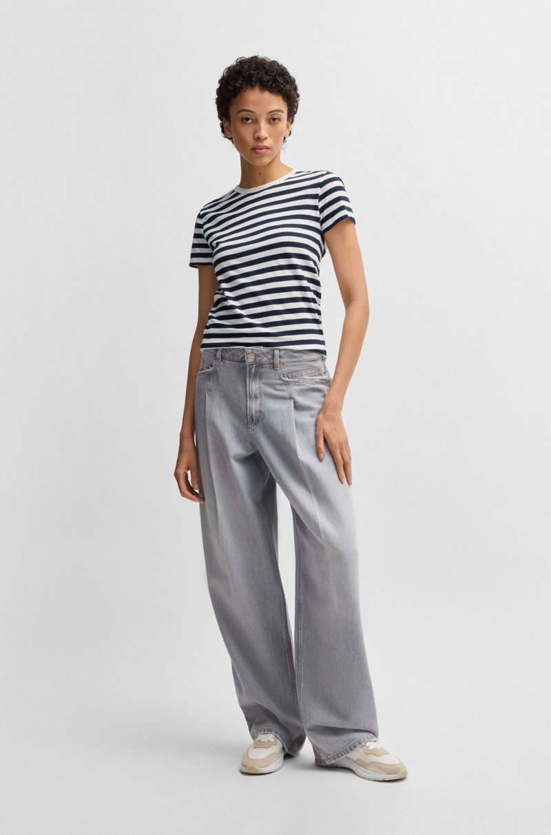 Hugo Boss Camiseta A Rayas De Algodón Flameado