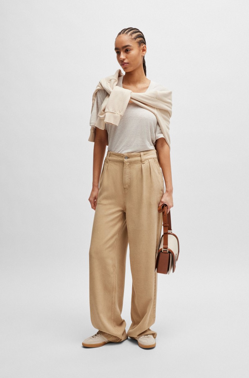 Hugo Boss Camiseta De Lino Con Cuello En Pico