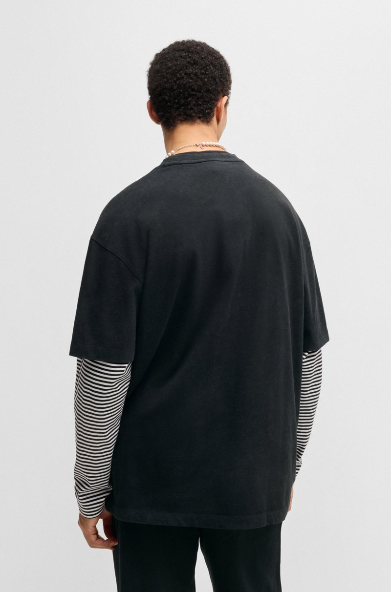 Hugo Boss Camiseta De Punto De Algodón Con Logo