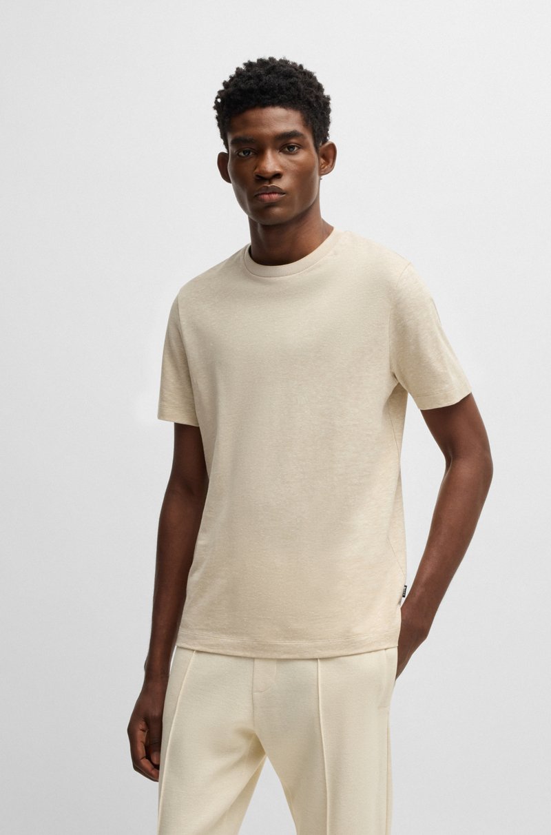 Hugo Boss Camiseta regular fit de algodón y lino