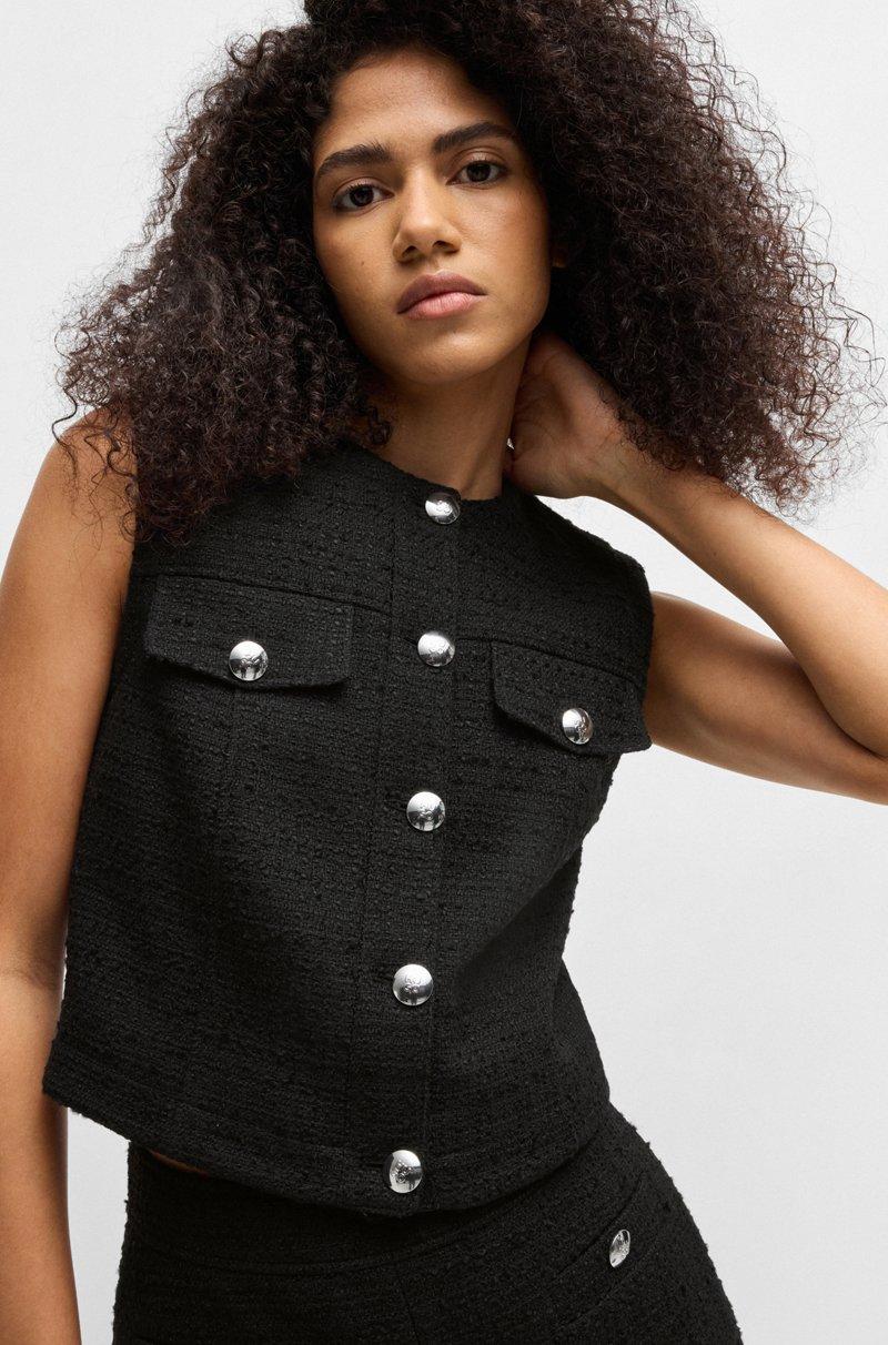 Hugo Boss Chaleco Regular Fit En Tejido De Bouclé