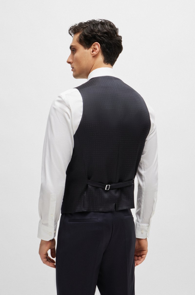 Hugo Boss Chaleco Slim Fit En Sarga De Lana Virgen