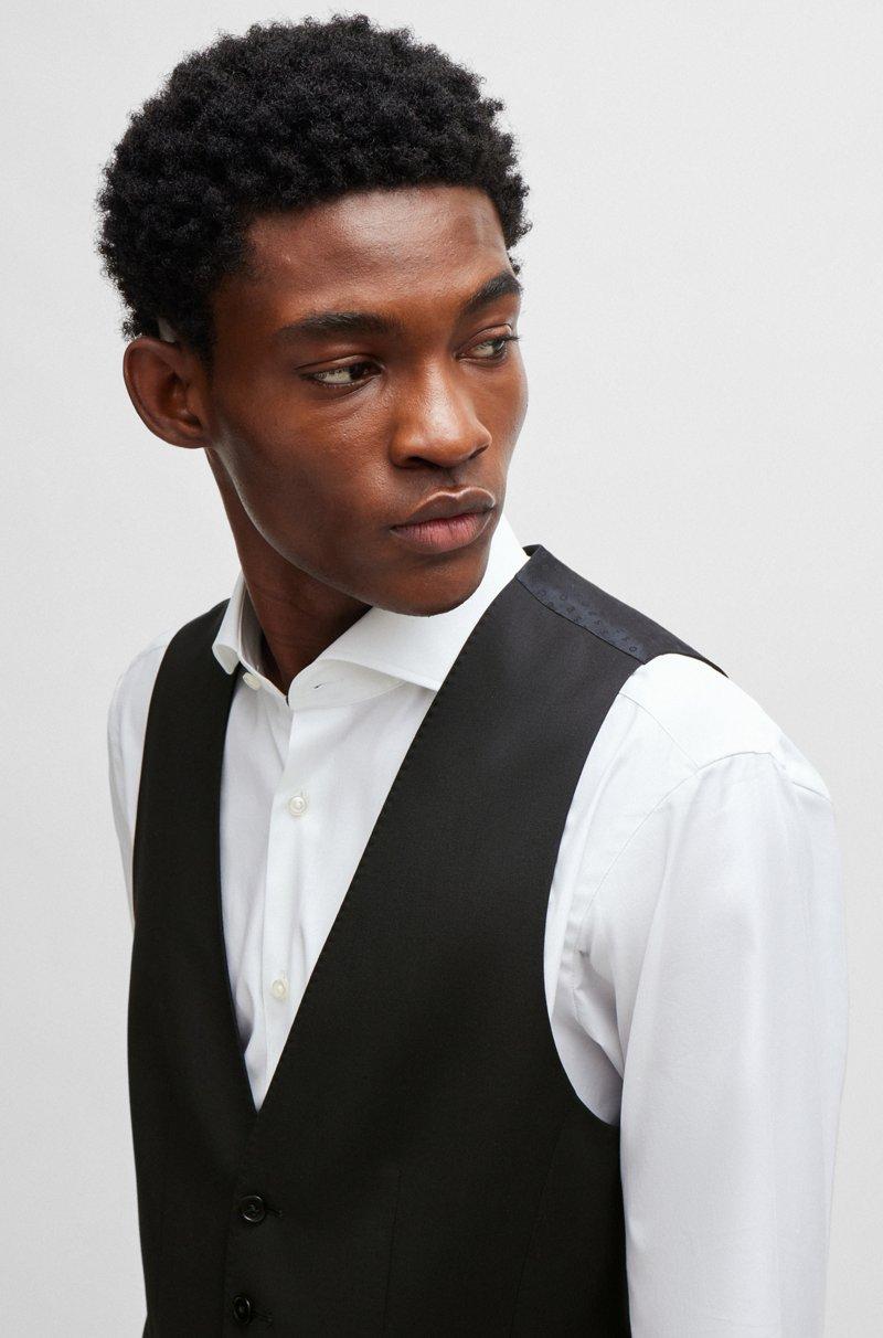 Hugo Boss Chaleco Slim Fit En Sarga De Lana Virgen