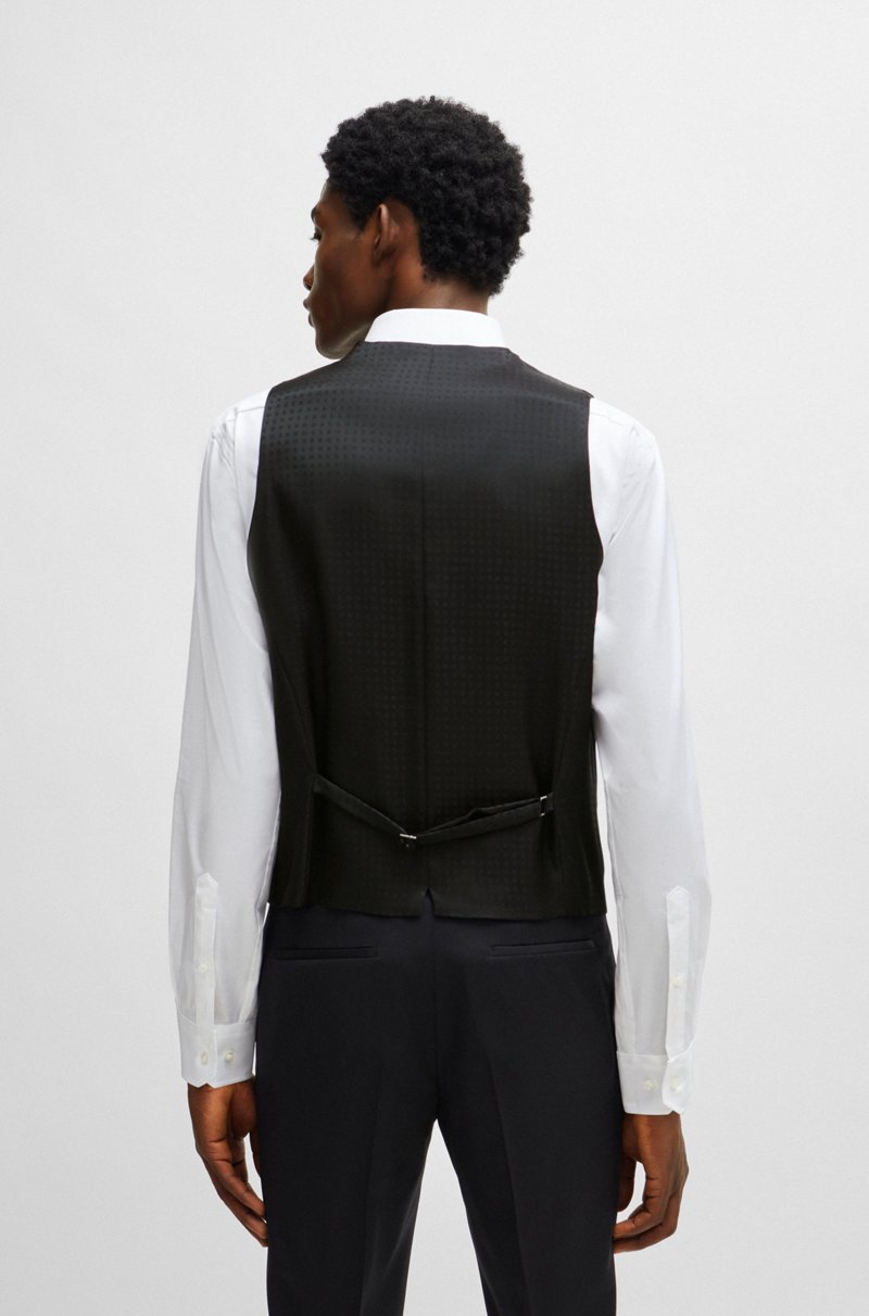 Hugo Boss Chaleco Slim Fit En Sarga De Lana Virgen
