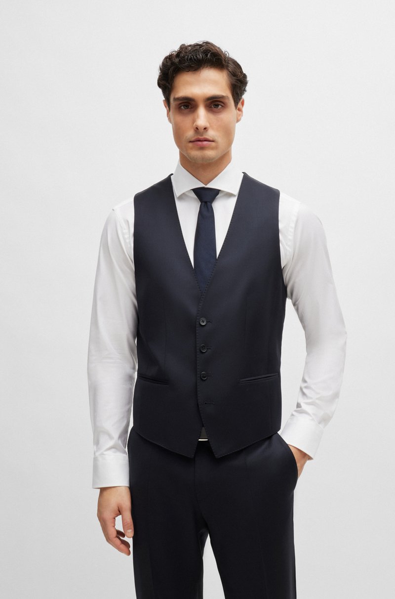Hugo Boss Chaleco slim fit en sarga de lana virgen