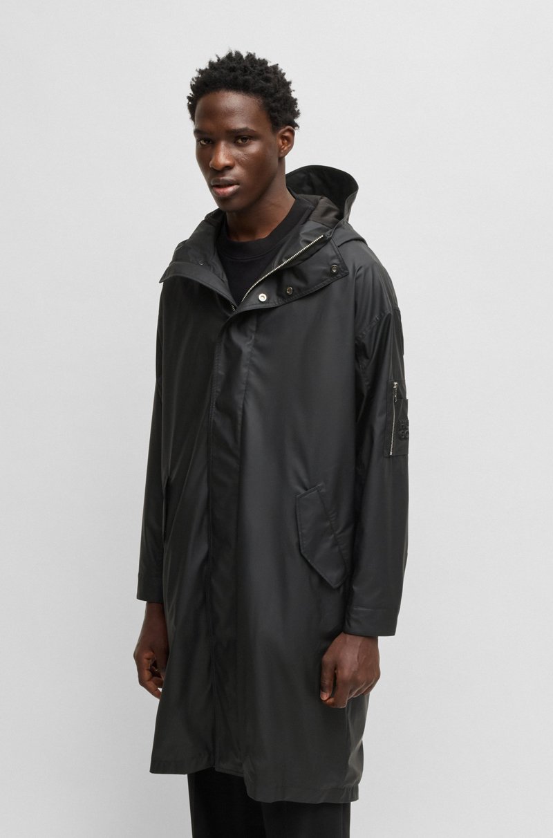 Hugo Boss Chubasquero con capucha y cierre oculto