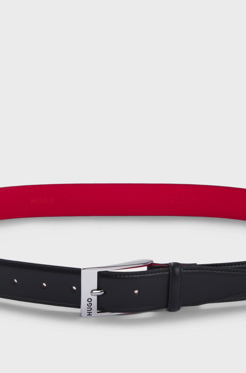 Hugo Boss Cinturón De Charol Con Interior Rojo