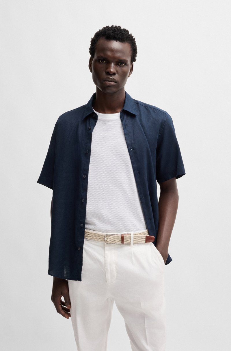 Hugo Boss Cinturón Tejido Con Detalles En Piel