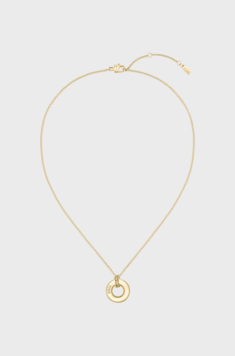 Hugo Boss Collar Dorado Con Aro Con Logo