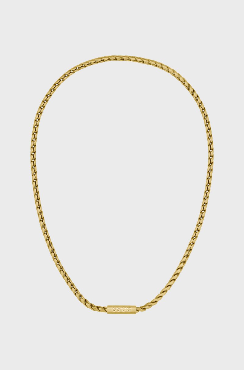 Hugo Boss Collar Dorado Con Cadena Trenzada