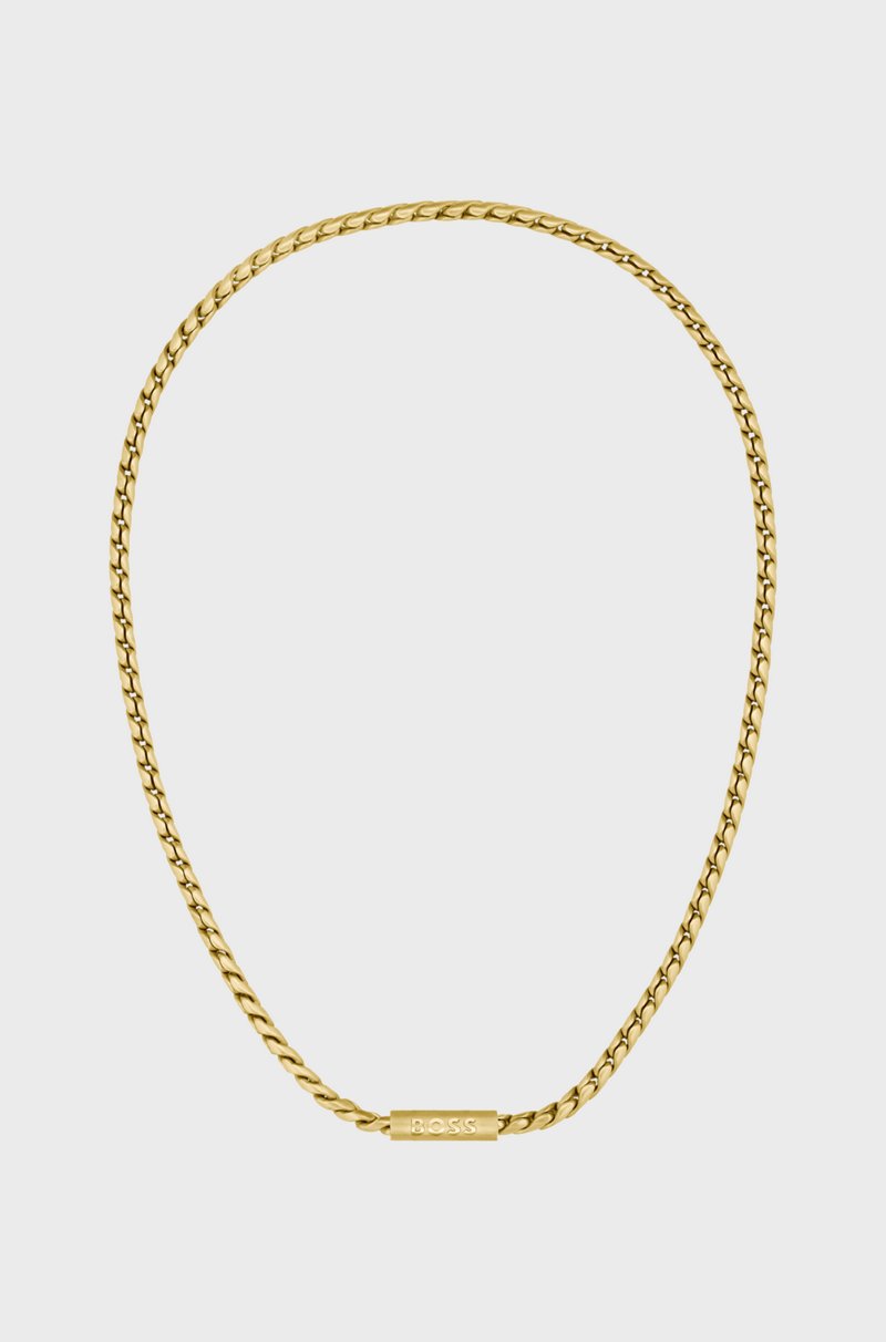 Hugo Boss Collar Dorado Con Cadena Trenzada